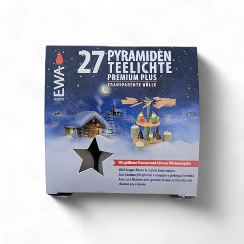 Pyramiden Teelichte Premium Plus (27 Stück) in transparenter Hülle -...