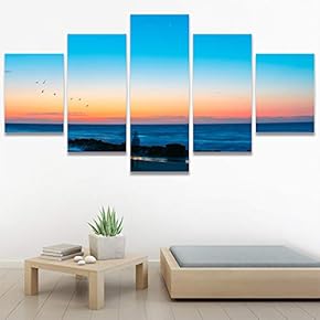 SIGNWIN 5 Panel Canvas Wall Art Landscape Mountain...