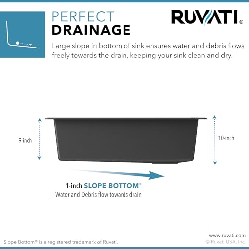 Ruvati RVG2302BK 33-Inch Black Workstation Kitchen Sink Granite Composite Undermount thumb #6