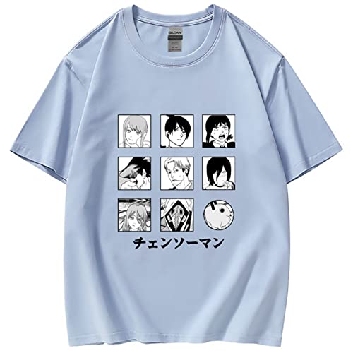 Kinsea T-Shirt Unisexe, Chainsaw Man Power Tshirt Für Damen/Herren, Manga Shirts, T-Shirt À Manches Courtes Et Col Rond-Black||XS Cover