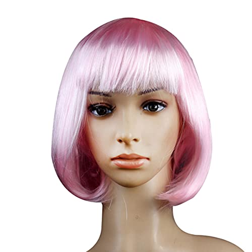Amosfun Perucas curtas Cosplay Perucas retas curtas com franja para Halloween Cosplay Fantasia Bola