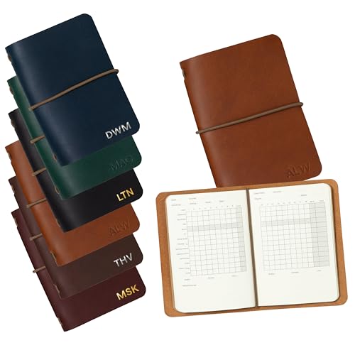 Northwind Personalized Leather Golf Scorecard Holder - Made in USA - Monogrammed Full Grain Leather Golf Log Cover Yardage Book Refillable Golf Bag Accessory Custom Engraved Gift for Golfers
