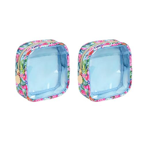 Yarnic Small Makeup Bag, Clear Cosmetic Bag for Purse, Mini Makeup Travel Case, 2 Pack, Tropical