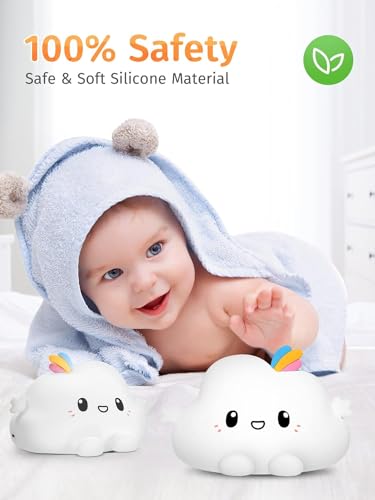 Image of MUID LED Cloud Lights Cute Night Light, Remote 16 Colors Silicone LED Cloud Lamp, Dimmable Cloud Lights for Bedroom, Portable Rechargeable Cute Lamp, Kawaii Room Decor LED Cloud Decor Cute Gifts