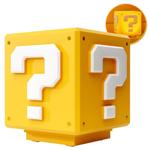 Alumrion Lampe de nuit Super Bros-Mini Bloc de question, lampe de chevet,lampe de bureau pour les enfants cadeau de vacances, lampe de nuit en illusion pour les enfants avec effets sonores de jeu