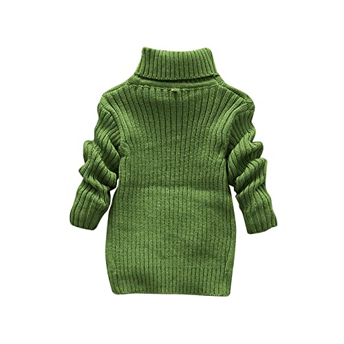 Kids Boys Knitted Pullovers Toddler Boys Girls Children's Winter Sweater Solid Color Turtleneck (Green, 2-3 Years)2