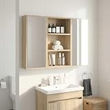Teenpull Armadietto da bagno da parete in rovere Sonoma con 2 ripiani, 40 x 16 x 62,5 cm, salvaspazio e montato a parete, per mobili da bagno, lavabo, mobiletto sottolavabo, portaoggetti e ordine nel