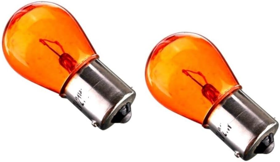 2 x 581 AMBER INDICATOR CAR BULBS OFFSET PINS 12V 21w BAu15s Amazon
