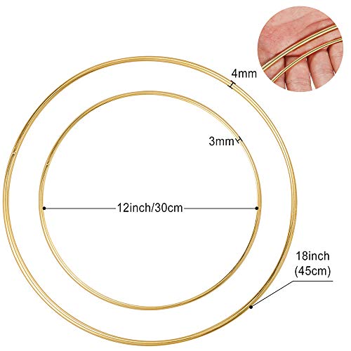 Sntieecr 4 Pack (12 & 18 Inch) Large Metal Floral Hoop Wreath Macrame Gold Hoop Rings For Making Home Decoration, Wedding Wreath Decor, Dream Catcher And Macrame Wall Hanging Crafts #TOP1