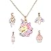 SHUSHU - Collar de unicornio con 5 colgantes intercambiables para niñas, joyas para niños, arco iris