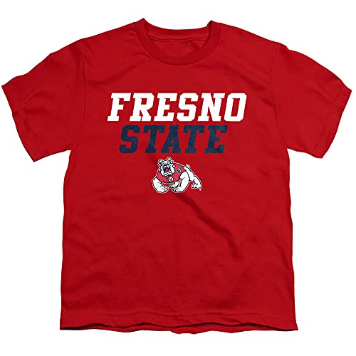 Fresno State Bulldogs Official Stacked Unisex Youth T Shirt,Red, Small