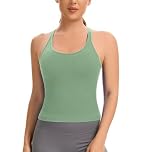 Lemef Vest Top with Built in Bra Sports Top for Women Ribbed Gym Tank Top Racerback Workout Yoga Shirt Green S