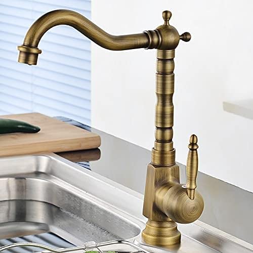 Robinet de cuisine vintage doré mitigeur pivotant 360 pour évier de ferme