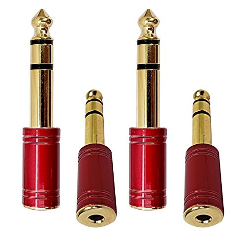 AxcessAbles 1/8 inch Female to 1/4 Cable Adapters | Audio Jack Converts for 3.5mm Cables to Quarter inch, 4 Pack