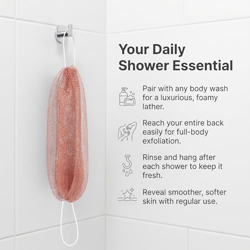 Image of UJFQBH African Net Sponge Authenti, Exfoliating Body Scrubber for Back and Hard to Reach Areas, Gentle Daily Exfoliation for Deep Cleansing, Quick Drying Shower Essential, Berry Pink 3 Pack
