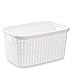 Tradineur - Cesta Colada Rectangular estilo MImbre, Pongo todo de Plástico,Cesta para ropa, Colores Para Elegir que te más Preferida53,5 x 36 x 26,5 cm (BLANCO)