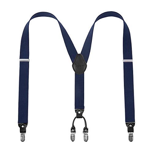 Lafayon Tirantes para Hombre 4 Clips Y Back 3,5 cm de Ancho Tirantes Elásticos Ajustables y Resistentes con Clips Metálicos Fuertes
