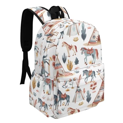 Horses Western Camping Funny Backpack Daily Casual Daypack Travel Mini Bag with Adjustable Strap Style-262