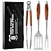 GRILAZ BBQ Grillbesteck Tool Set, 3-teilig Grillwerkzeug-Set mit Grillzange, Wender, Fleischgabel, hergestellt aus hochwertigem Edelstahl und Rosenholz Grillset Grillzubehör Geschenk für Männer