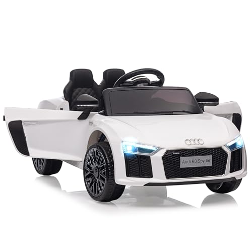 Litake Voiture électrique enfant Audi Modèle 8 Spyder 12V - Officielle - Télécommande, suspension, lumièreères LED, musique, démarrage progressif,...