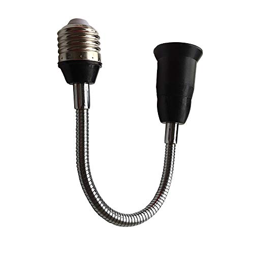 DZYDZR E27/E26 Verlängerung LED Lampensockel Flexiblen Schwanenhals E27 auf E27 Extender Basis Adapter 39cm Schwarz Cover