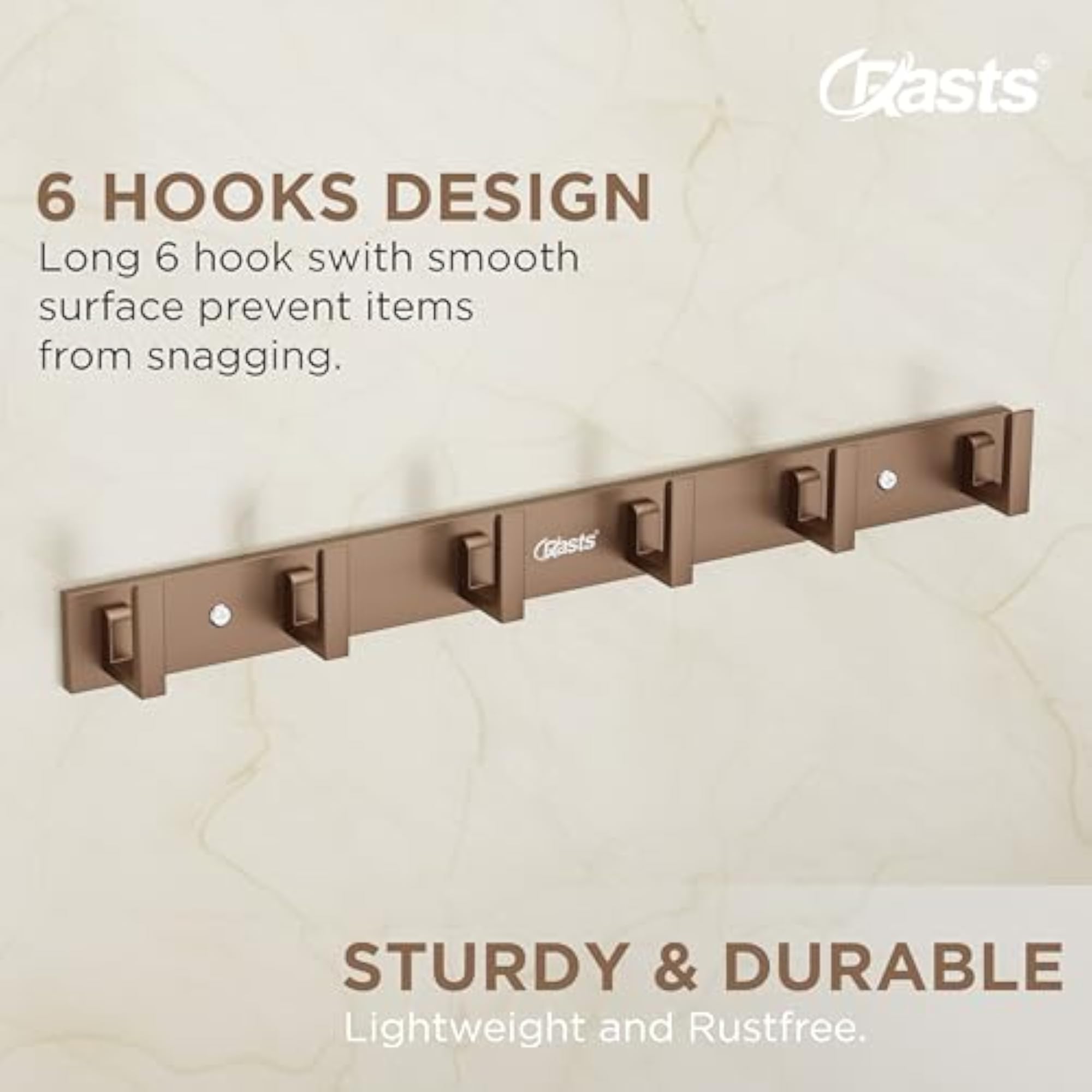 Aluminium Cloth Hanger Wall Mounted with 6 Hooks