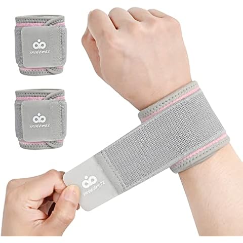 Indeemax Wrist Support Brace for Right /Left Hand, 2 Pack Men Women Adjustable Compression Hand Wrist Brace Wraps Straps for Tennis,Gym,Sport,Carpal Tunnel Pain Relief,Tendonitis,Arthritis Cover