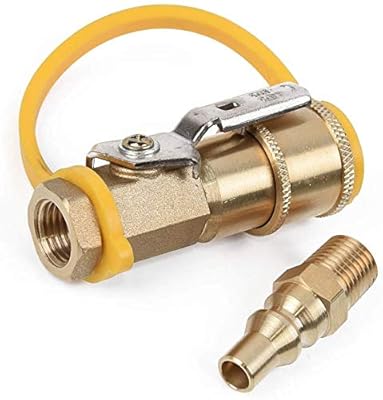 Propane Natural Gas 1/4" RV Quick Connect Adapter Shutoff Valve & Full Flow Plug Kit for Propane Hose, Propane or Natural Gas 1/4" Quick Connect or Disconnect Kit