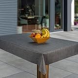 laro Wachstuch-Tischdecke Abwaschbar Garten-Tischdecke Wachstischdecke PVC Plastik-Tischdecken Eckig Meterware Wasserabweisend Abwischbar GAE, Muster:Leinenoptik Dunkelgrau, Größe:130x180