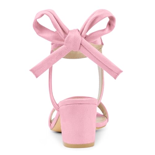 Image of Allegra K Women's Open Toe Ankle Tie Back Block Heels Sandals