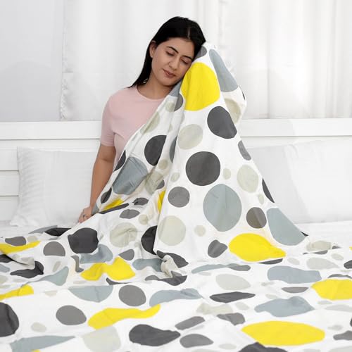 Image of Divine Casa 100% Cotton All Season Calming Patch Single AC Dohar Blanket I Lightweight for Winter, Traveling (120 GSM, 110x220 cm) Quarry| TC - 120