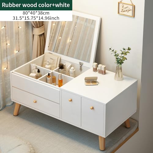 Tocador con espejo y almacenamiento mueble maquillaje compacto 80cm 3