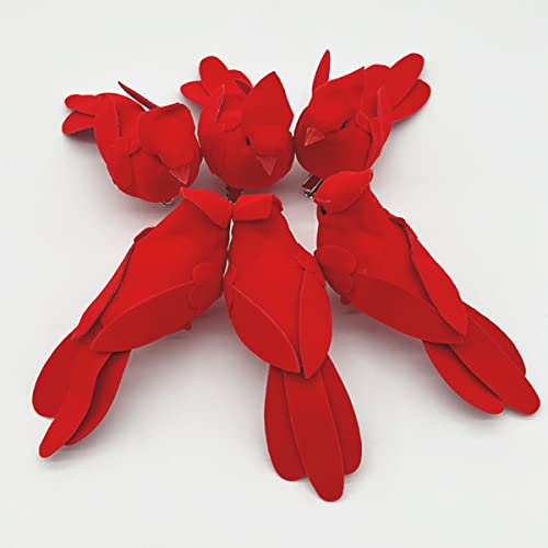 Red Cardinal Clip On Birds For Christmas Tree Decoration Ornaments Artificial Foam Birds For Xmas Festival Party Decor (W/Clip 6Pcs) #TOP4