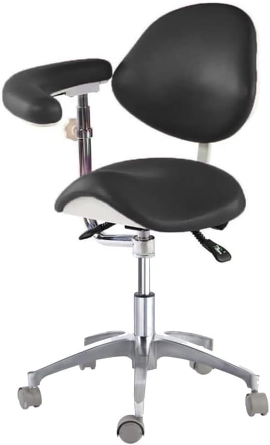 Ergonomic Saddle Stool Chair - Hydraulic Swivel Adjustable Esthetician Stool for Massage, Beauty Salon, Tattoo & Dentist Clinics - Comfort & Support A4