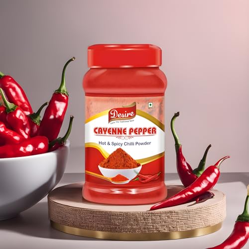 Image of Desire Cayenne Pepper Powder 400g - Hot & Spicy Chili Powder, Perfect for Cooking, Seasoning, and Adding Heat to Dishes | 100% Pure and Natural | No Additives | Pack of 1
