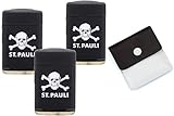 FC St. Pauli Hamburg FC St. Pauli Sturmfeuerzeuge Hamburg Blaue Flamme nachfüllbar Set 3 Stück + Gratis Taschenascher der Marke SweedZ