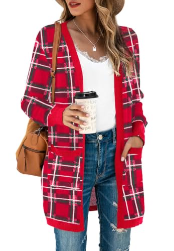 Image of TASAMO Cardigan Sweaters for Women Long Sleeve Open Front Casual Knit Fall Coat Oversized Soft Outwear with Pockets