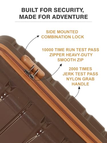 Image of Teakwood MA Trolley Bag, Hard with Zipper Closure, Adjustable Push Button & Cross Side Strap, Number Lock System 360 Degree (Brown, Set of 3)
