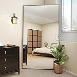 Large Full Length Mirror 78" x 35" - Shatterproof Floor Full Body Mirror with Aluminum Alloy Frame, Freestanding, Hanging, or Wall-Leaning, for Bedroom, Living Room, Dressing Room, Black - Image 3