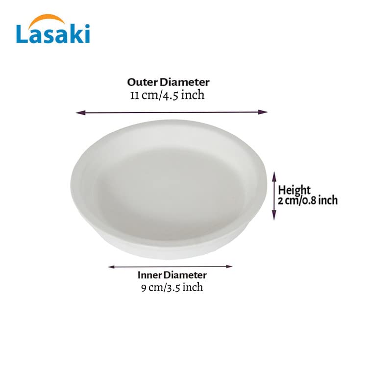 Image of Lasaki Round Ceramic Trays (Plates Saucers) for Pots, planters, Flower, Succulent(Set of 2,White,3.5 inch) R3.5(Plants not Included)