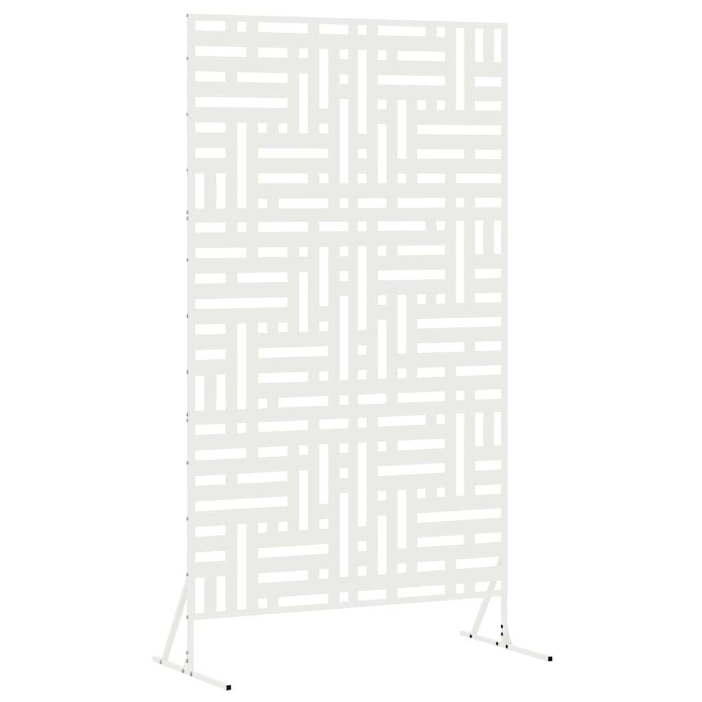 Steel Garden Privacy Screen White 100 x 50 x 180 cm Outdoor Windbreak Fence Panel for Terrace Balcony Patio Modern Decorative Screen