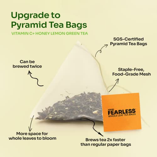 Image of Fearless Honey Lemon Green Tea Bags 25 pcs | Immune Boost with Added Vitamin C | Comforting & Refreshing Flavour | Natural Aroma & Organic Taste | For Fast Weight Loss | 100% Whole Leaves, No Dust