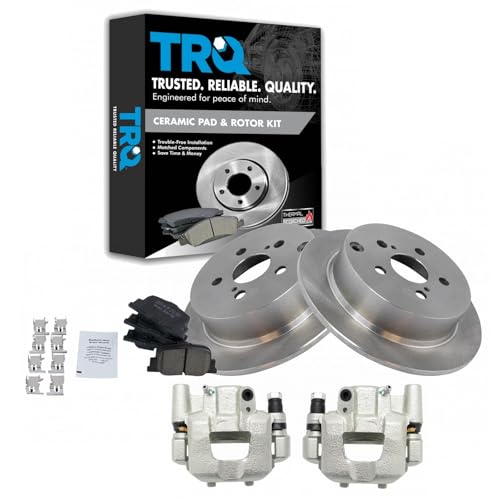 Image of TRQ Rear Brake Pad and Rotor Set Ceramic Solid Rotors Calipers | For 2005-2010 Scion tC