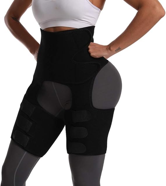 2-in-1 Sweat Shaper Belt for Women – Waist Trainer & Thigh Trimmer for Belly Fat, Leg Slimming, and Workout Performance Boost Black-image-13