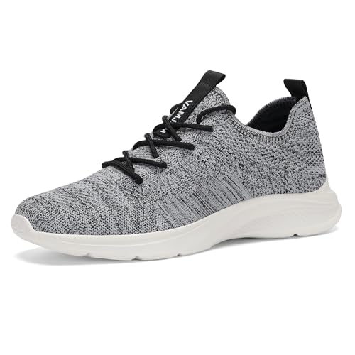 VAMJAM Men's Running Shoes Fashion Sneakers - Lightweight Breathable Flying Knitting Lace Up Mesh Walking Shoes Workout Casual Sports Shoes Mix Black Size 8
