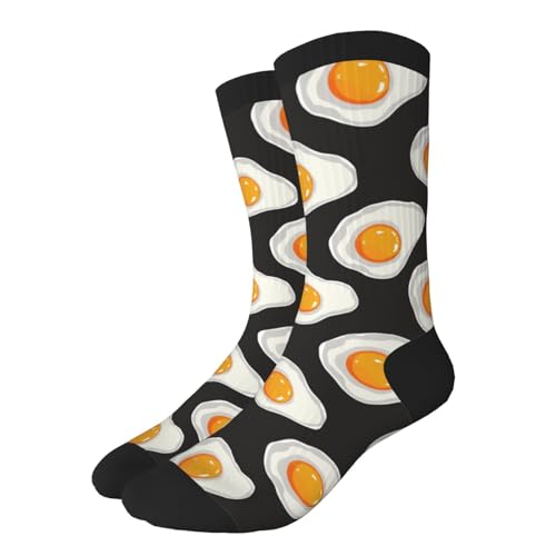 Calcetines A Media Huevos Fritos De Dibujos Animados Calcetines De Trabajo Suaves Crew Socks Transpirables Medias De Tubo Medio Para Fútbol Ciclismo Gimnasio 40Cm