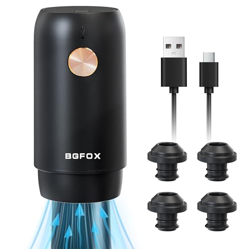 Pompe à vin électrique avec 4 bouchons de vin réutilisables sous vide, rechargeable et automatique pour garder le vin frais, chargement USB de type C