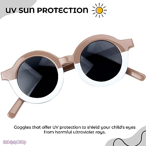 Image of Bembika Fashionable Sunglasses for Kids Baby Girls and Baby Boys, Stylish Eyewear for Kids Dual Color Design Glasses for Kids Fancy Style Goggles - (Brown)