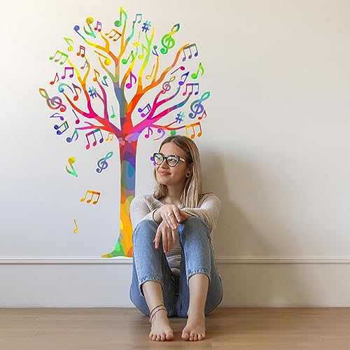 SUPERDANT Colorful Music Trees Wall Sticker DIY Art Vinyl Wall Decal Gradient Music Notes Wall Decoration for Garden Living Room - Image 4