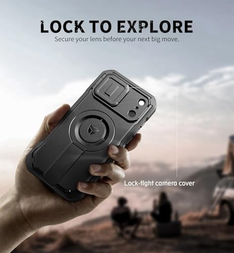 Image of Dexnor for iPhone 17 Pro Max Case, [2 Front Frame & Built-in Flip Camera Cover & Kickstand], Compatible Wireless Charging, Heavy-Duty Shockproof Portection Case with Screen Protector, 6.9 inch Black